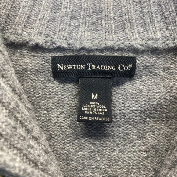 Men’s Newton Trading Company Beautiful Half Zip Sweater Gray Lambswool Size M - Picture 3 of 8